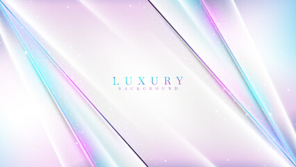 White background and diagonal rainbow color line element and glitter light effect decoration. Luxury modern style scene.