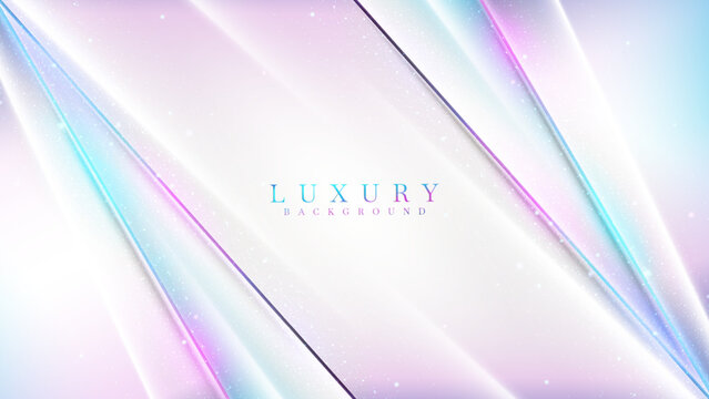 White Background And Diagonal Rainbow Color Line Element And Glitter Light Effect Decoration. Luxury Modern Style Scene.