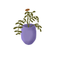 Obraz na płótnie Canvas Plant in pots crayon illustration 