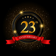 Fototapeta na wymiar 23th Anniversary. Golden anniversary celebration template design, Vector illustrations.