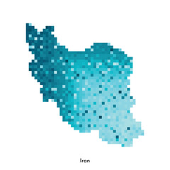 Fototapeta na wymiar Vector isolated geometric illustration with simple icy blue shape of Iran map. Pixel art style for NFT template. Dotted logo with gradient texture for design on white background