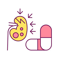 kidney problem, Causes, side effect of pills, color editable icons for web design