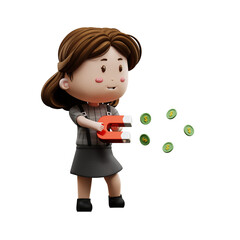 3d cartoon character businesswoman