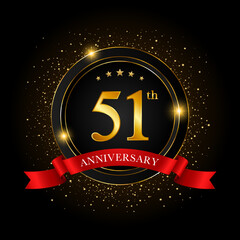 51th Anniversary. Golden anniversary celebration template design, Vector illustrations.
