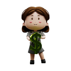 3d cartoon character businesswoman