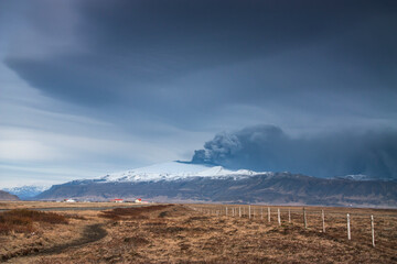 landscape with volcano, Iceland,
