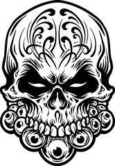 Calavera Muerte Mexicana Dia De Los Silhouette Vector illustrations for your work Logo, mascot merchandise t-shirt, stickers and Label designs, poster, greeting cards advertising business company