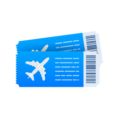 Airline tickets or boarding pass inside of special service envelope. Vector stock illustration