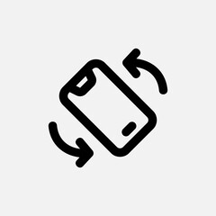 Rotate smartphone icon in line style about user interface, use for website mobile app presentation