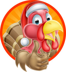 Cartoon Santa Hat Turkey