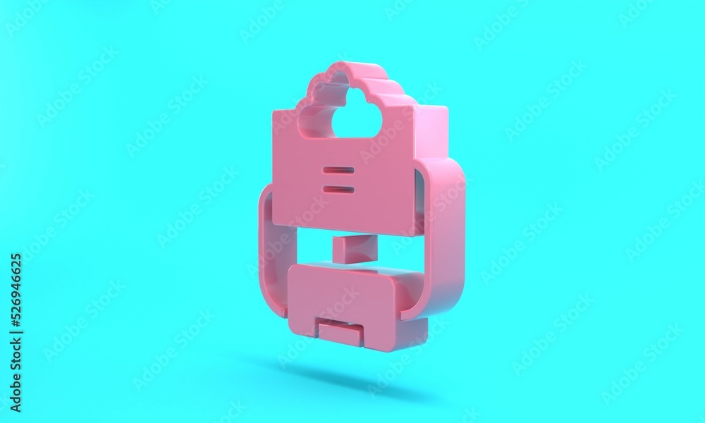 Poster pink cloud database icon isolated on turquoise blue background. cloud computing concept. digital ser