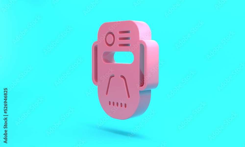 Poster pink artificial intelligence robot icon isolated on turquoise blue background. machine learning, clo