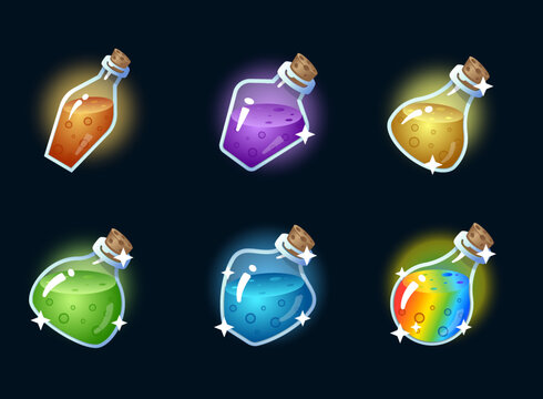 Potion Badge Emotes Collection. Can Be Used For Twitch Or Youtube. Set Illustration