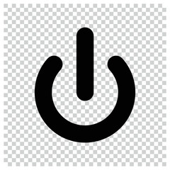 button on white background. Power switch button with turn on off icons and shut down symbols in round buttons. On and off push button on transparent background