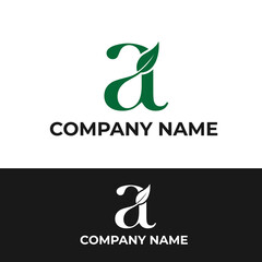 Letter a logo desaign with leaf illustration