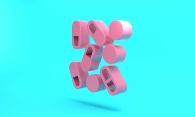 Pink Medical pill bottle biohacking icon isolated on turquoise blue background. Pharmacy biohacking. Minimalism concept. 3D render illustration