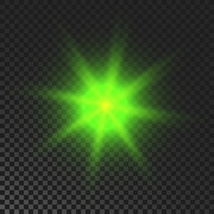 Green glowing sparkling star