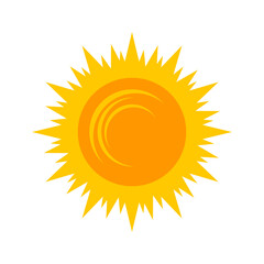 Yellow shining sun icon