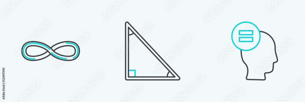 Poster set line calculation, infinity and triangle math icon. vector