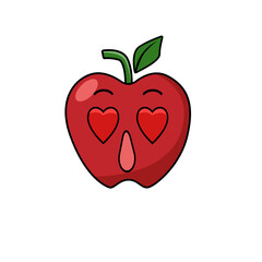 Vector collection of cute Apple. Funny fruit characters isolated on white background, Cute and funny fruit set vector illustration. fall in love emoji, emoticons. vector