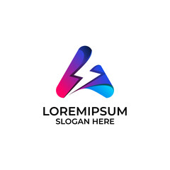 Lightning in triangle logo design