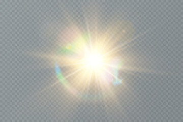 Vector transparent sun light with special glare light effect. Sun glare.