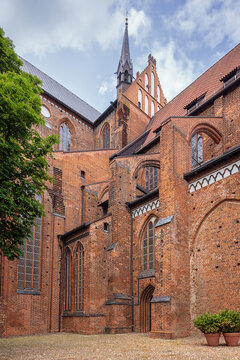 Side facade of St. George's Church in the center of the old town of Wismar
