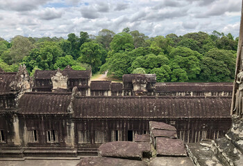 Fototapeta na wymiar View of Surrounding Forest from Angkor Wat, Siem Reap, Cambodia