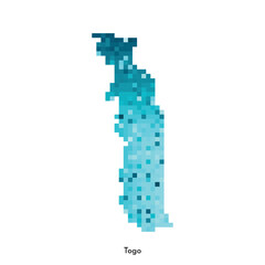 Vector isolated geometric illustration with simple icy blue shape of Togo map. Pixel art style for NFT template. Dotted logo with gradient texture for design on white background