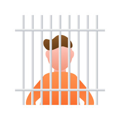 Prisoner silhouette front with police data board. Hand drawn black icon on white backdrop. Vector background