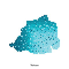 Vector isolated geometric illustration with simple icy blue shape of Vatican city map. Pixel art style for NFT template. Dotted logo with gradient texture for design on white background