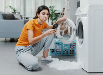 Broken washing machine at home