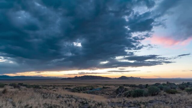 Sunset Time Lapse Of Utah's West Desert By Dugway Proving Ground Along The Historic Pony Express Trail