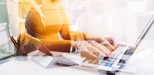 Portrait of Starting small businesses SME owners, two Asian woman check online orders Selling products working with boxs freelance work at home office, sme business online small medium enterprise