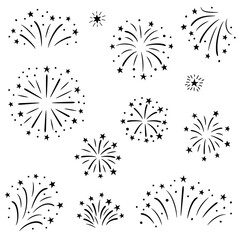 Obraz premium Black fireworks illustration set