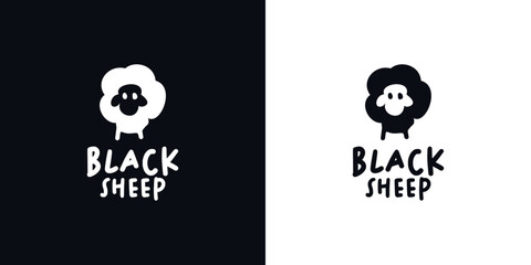 Simple Black Sheep Logo Design Business Vector