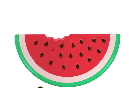 3d render Watermelon slice with seeds. Summer Digital PNG illustration of juicy fruit.