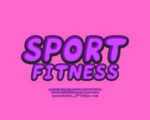 Creative logotype Sport Fitness with alphabet retro style on pink background