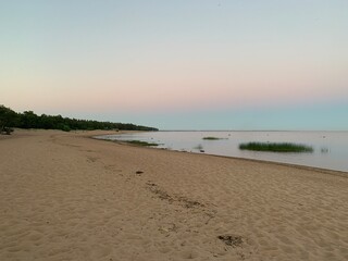 Beautiful beach and sunset on the bay