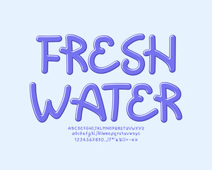 Original emblem Fresh Water with blue handwritten lettering font