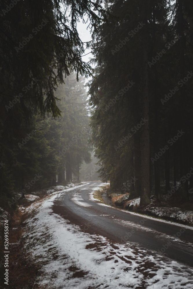 Canvas Prints icy road in mountains