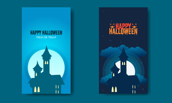 Happy Halloween With Castle Illustration Bundle © D'Beranda Studio