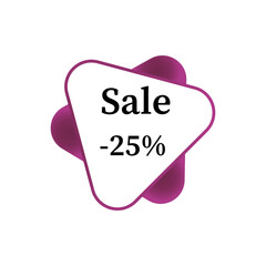 Vector illustration. Sale discount -25%, Promotion, Black Friday. Illustration for shop, supermarket, business