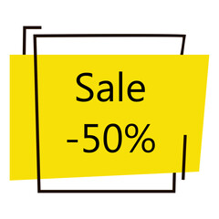 Vector illustration. Sale discount -50%, Promotion, Black Friday. Illustration for shop, supermarket, business