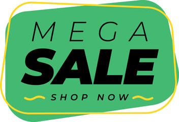 Mega sale banner label green