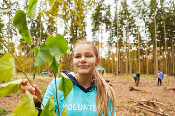 Girl as an activist and environmentalist in the forest