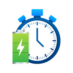 Modern cartoon icon with green quick charging. Vector graphic. Vector logo