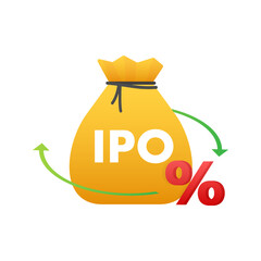 Vector IPO initial public offering concept in flat style - investment and strategy icons. Vector illustration