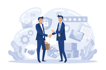 Fototapeta premium Business services metaphor, strategic planning, market research, project management flat vector illustrations flat vector illustration