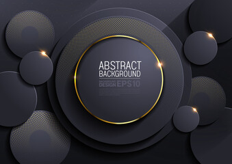 Luxury circle shape background, overlap golden sparkle, layer gradients composition for illustration advertising, application Banner, flyer cover media or brochure template design